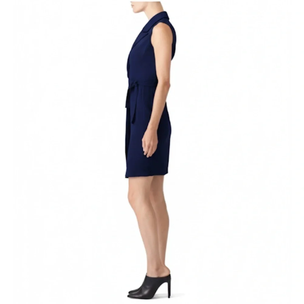 Amanda Uprichard “Montreal” Sleeveless Blue Wrap Dress Small Excellent Condition